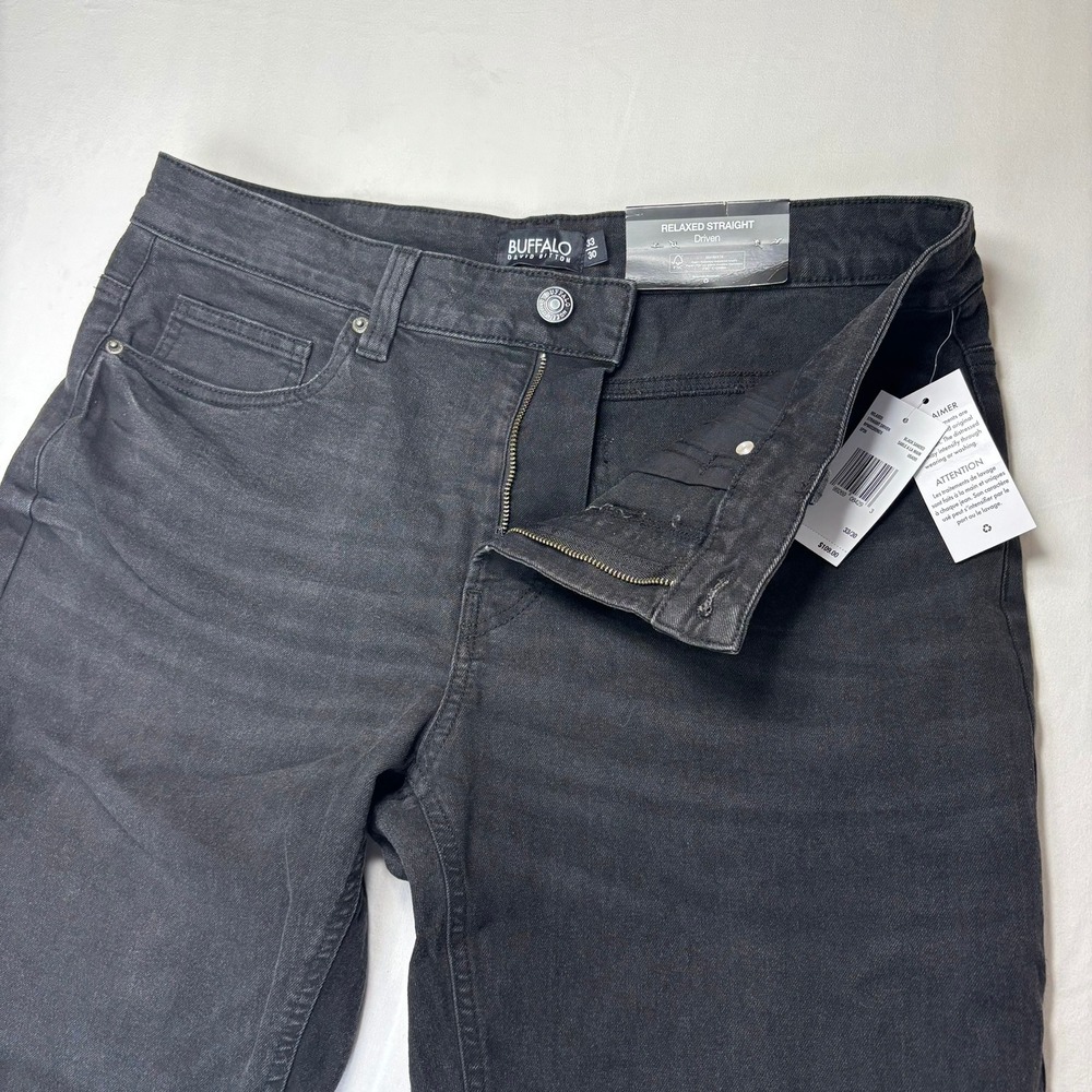 NWT Buffalo David Bitton Driven Jeans Mens 33x30 Relaxed Straight Black Stretch